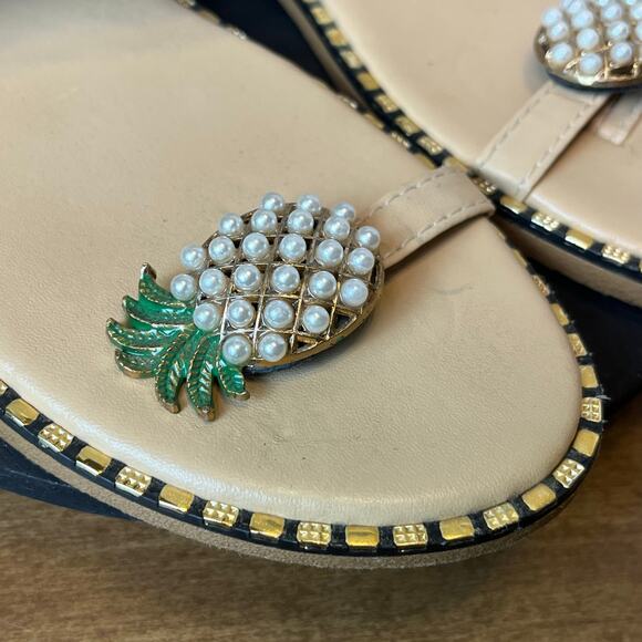 Pineapple Toe Ring Sandals 8.5 Summer Beach Cruise Resort Flat Ruffle Shoes - Picture 9 of 11